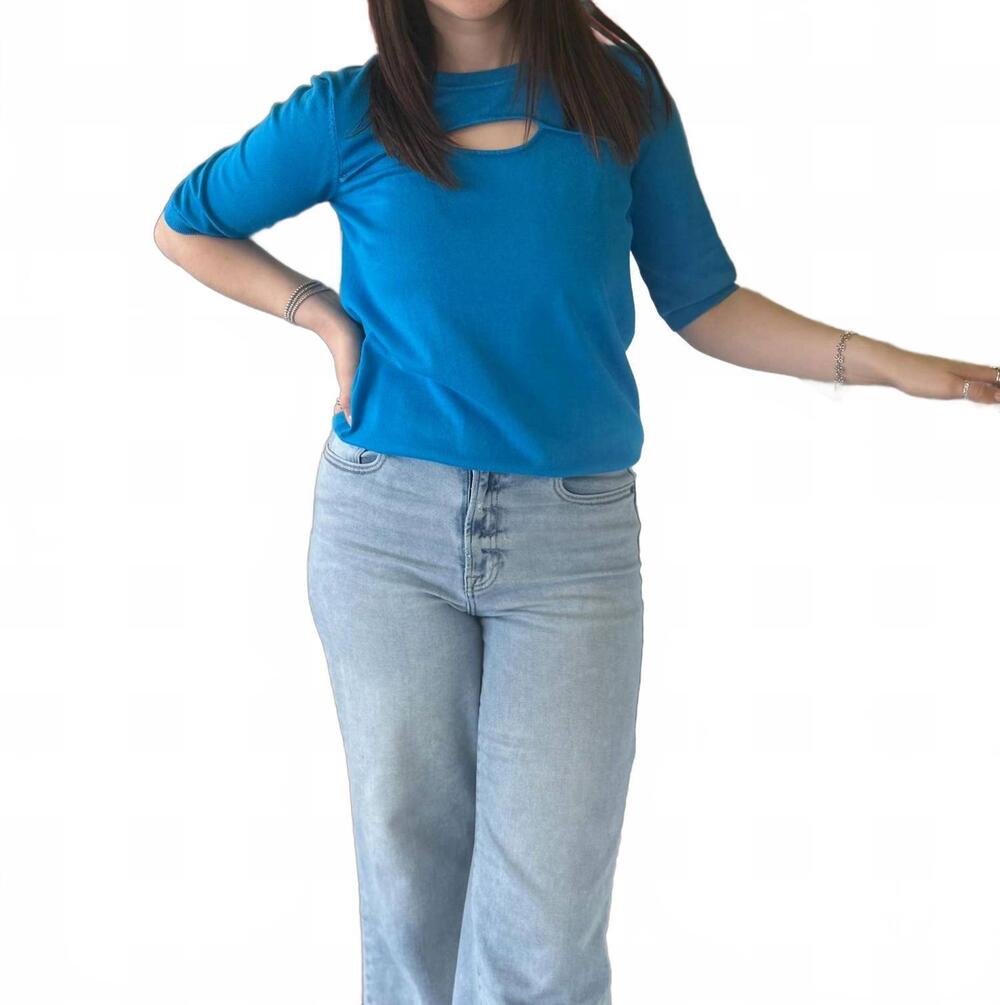NEW ESQUALO cutout top in electric blue